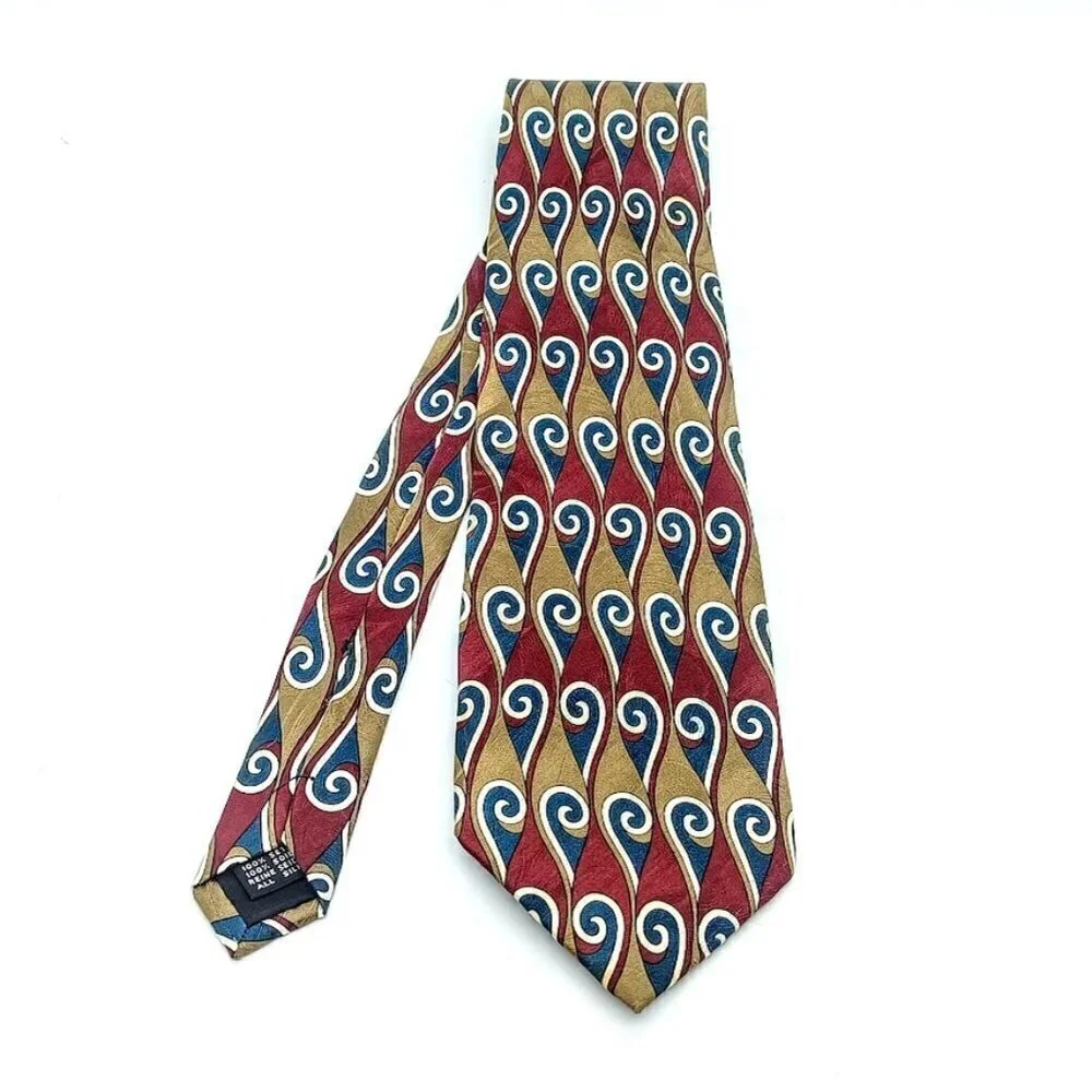 Vintage Handmade Neiman Marcus Swirl Silk Tie